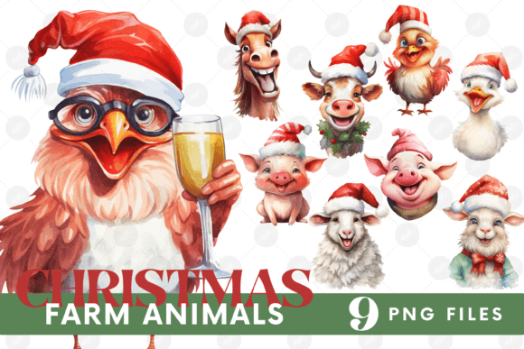 Download Funny Christmas Farm Animals Clipart PNG - Christmas farm animals Collection