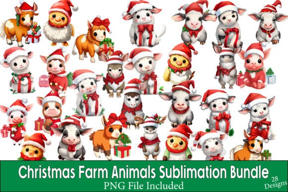 Download Christmas Farm Animals Sublimation PNG B - Christmas farm animals Collection