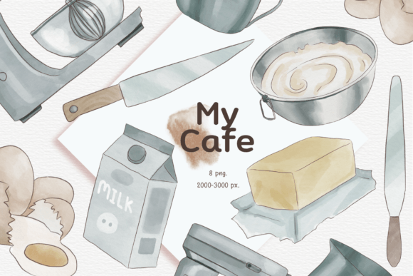 Download My Cafe Watercolor (kitchenware) - Kitchenware Collection