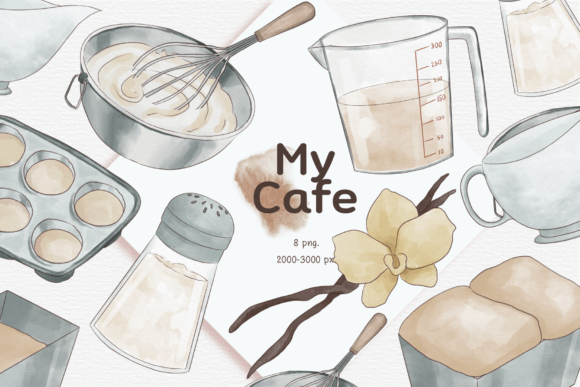 Download My Cafe Watercolor (kitchenware) - Kitchenware Collection