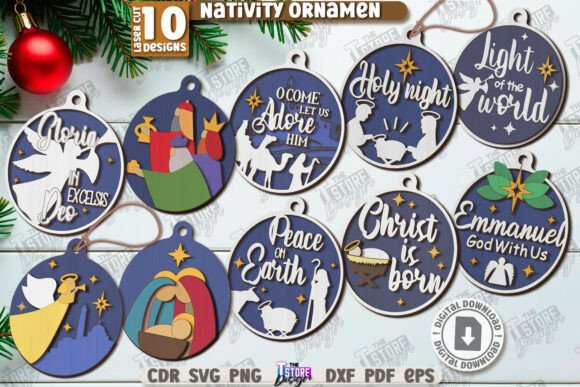 Download Nativity Christmas Ornaments Bundle - Christmas ornament Collection