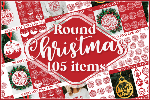 Download Round Christmas Ornaments Bundle - Christmas ornament Collection