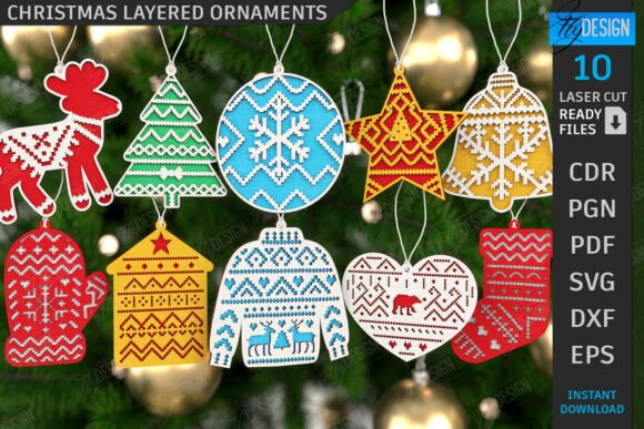 Download Christmas Ornaments Laser Cut Bundle - Christmas ornament Collection