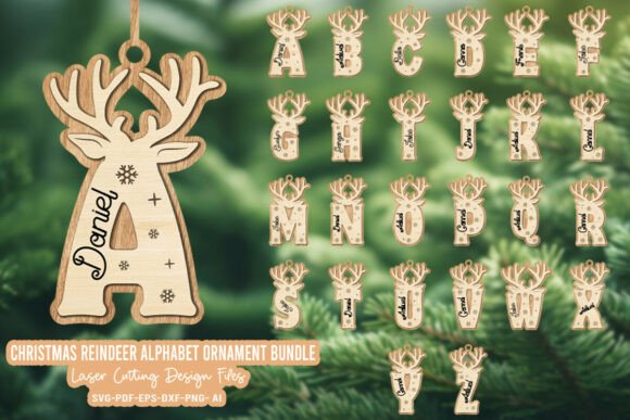 Download Reindeer Alphabet Christmas Ornament SVG - Christmas ornament Collection