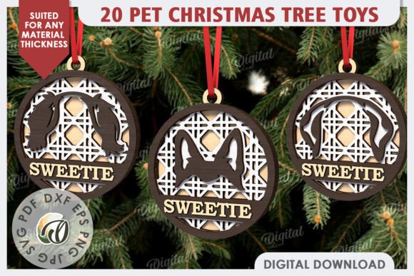 Download Pets Christmas Ornaments LaserCut Bundle - Christmas ornament Collection