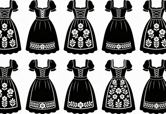 Download Dirndl Dress Clipart Black and White SVG - Black and white svg Collection