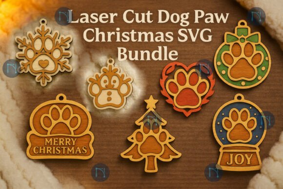 Download Dog Paw Christmas Ornaments SVG Bundle - Christmas ornament Collection