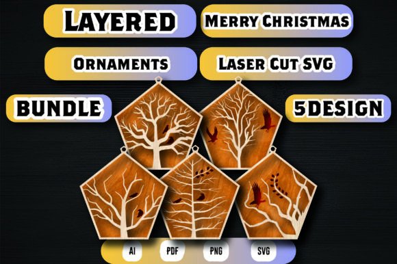 Download Layered Merry Christmas Ornaments Bundle - Christmas ornament Collection