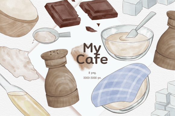 Download My Cafe Watercolor (kitchenware) - Kitchenware Collection