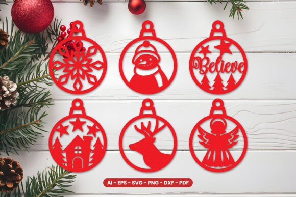 Download Christmas Ornaments Lasercut Bundle - Christmas ornament Collection