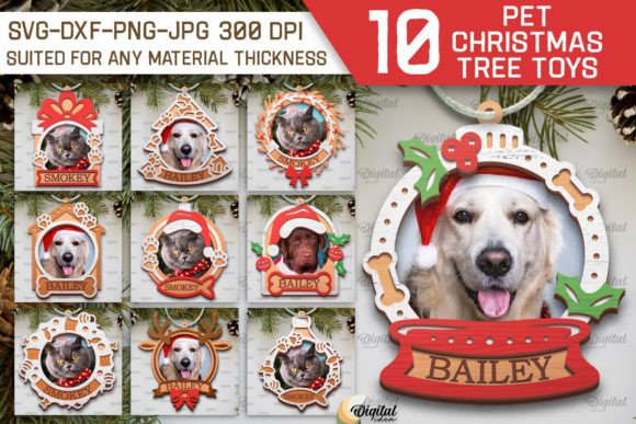 Download Pets Christmas Ornaments LaserCut Bundle - Christmas ornament Collection