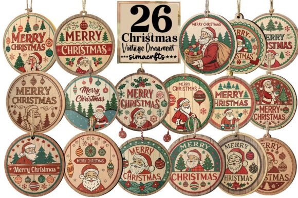 Download Vintage Christmas Ornament Sublimation - Christmas ornament Collection