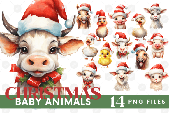 Download Funny Christmas Farm Animals Clipart PNG - Christmas farm animals Collection